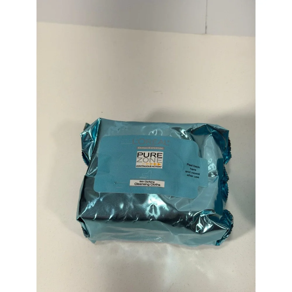 L'Oreal Pure Zone Skin Clarifying Cleansing‎ Cloths Acne Treatment Teal Case NEW